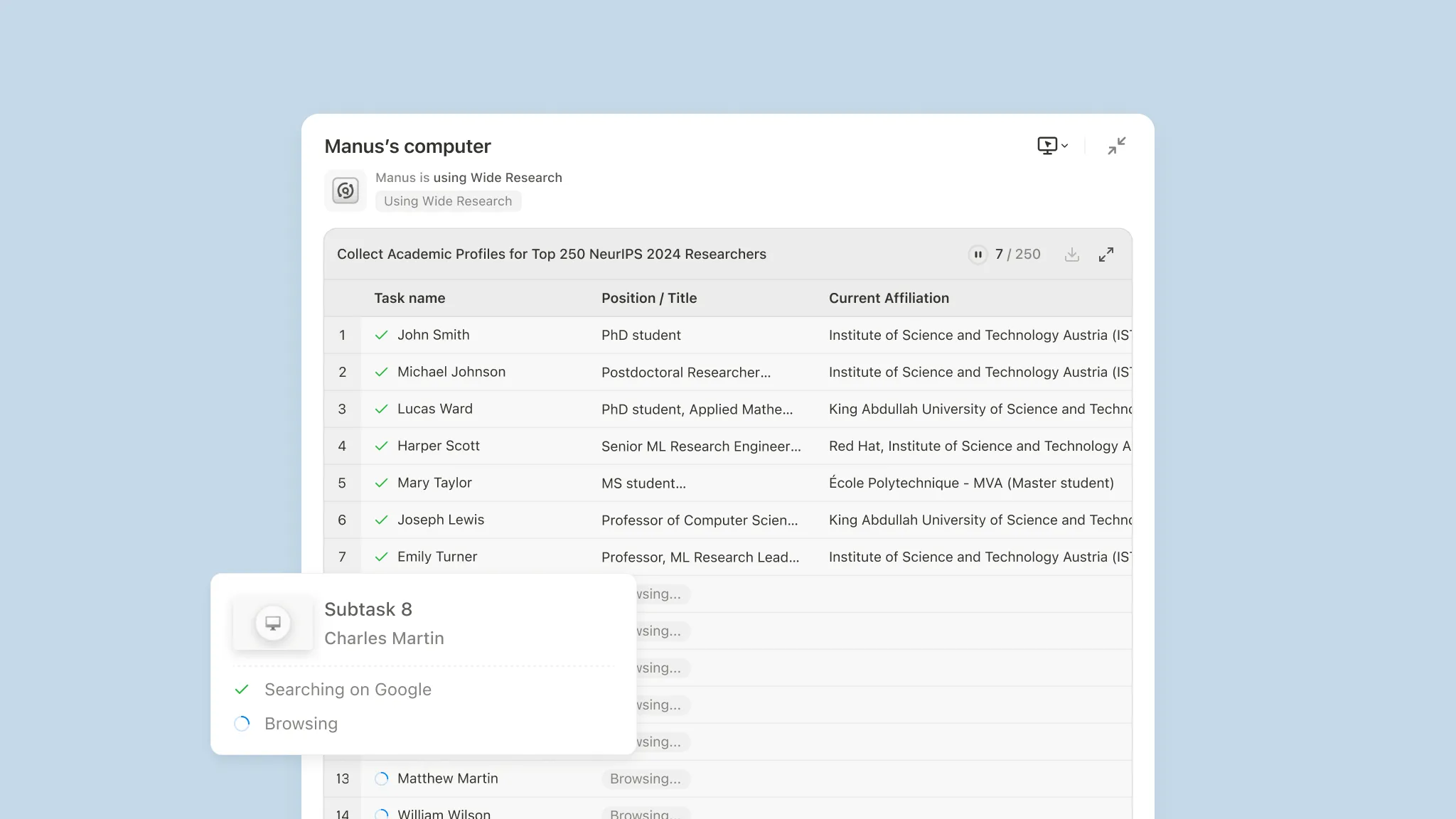 Manus screenshot — Agent with direct access to your files, terminal, applications, and hardware.